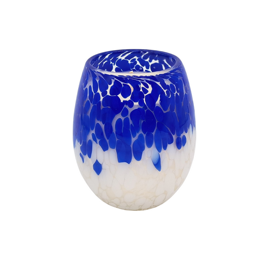 Blue and white candle vessel