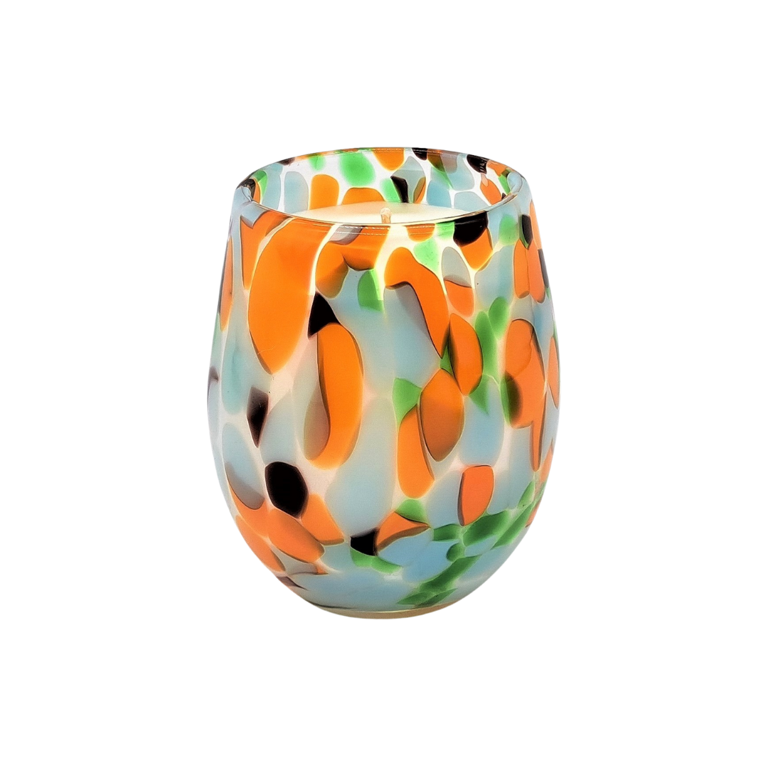 Orange and green candle vessel
