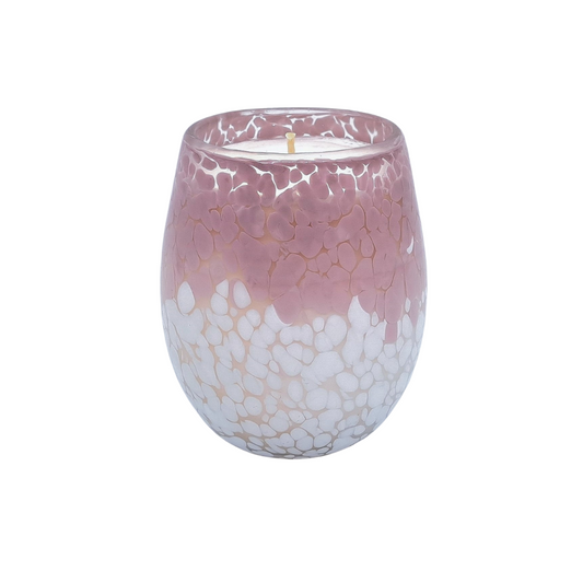 Pink and white candle vessel