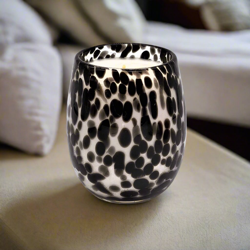 Black and white candle jar
