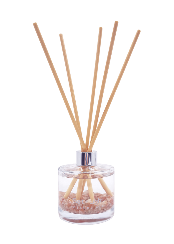 Crystal reed diffuser with pink sunstone crystals